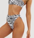 South Beach Exclusive Eco Mix And Match High Waist Bikini Bottom In Zebra - Multi