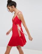 Asos Cut Out Sundress With Bow Detail - Red