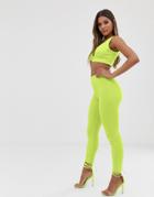 Club L London Cigarette Pants Two-piece In Lime - Green