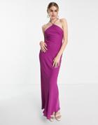 Asos Design Soft Halter Bias Maxi Dress In Magenta-pink