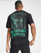 Only & Sons Oversized T-shirt With Glitched Reality Back Print-black