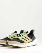 Adidas Ultraboost 21 Sneakers With Green Detail In Beige And Black