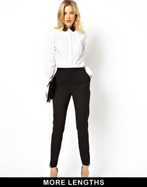 Asos High Waist Pants With Zips - Black