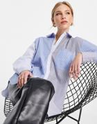 Envii Oversized Striped Shirt In Blue-multi