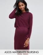 Asos Maternity Nursing Ripple Stitch Double Layer Dress - Red