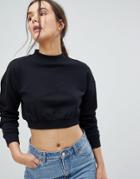 Asos Design Super Crop Sweatshirt In Black