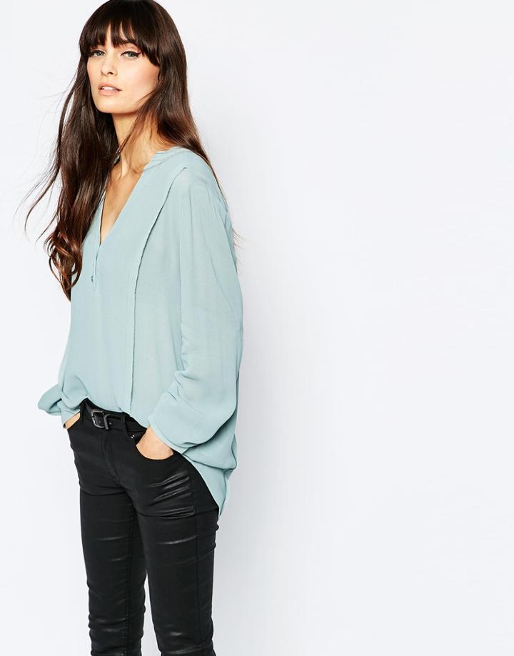 Selected Banni Long Sleeved Blouse - Slate