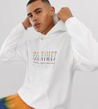 Reclaimed Vintage Rainbow Logo Hoodie In White