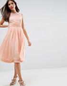 Asos Wedding Midi Dress With Ruched Panel Detail - Pink