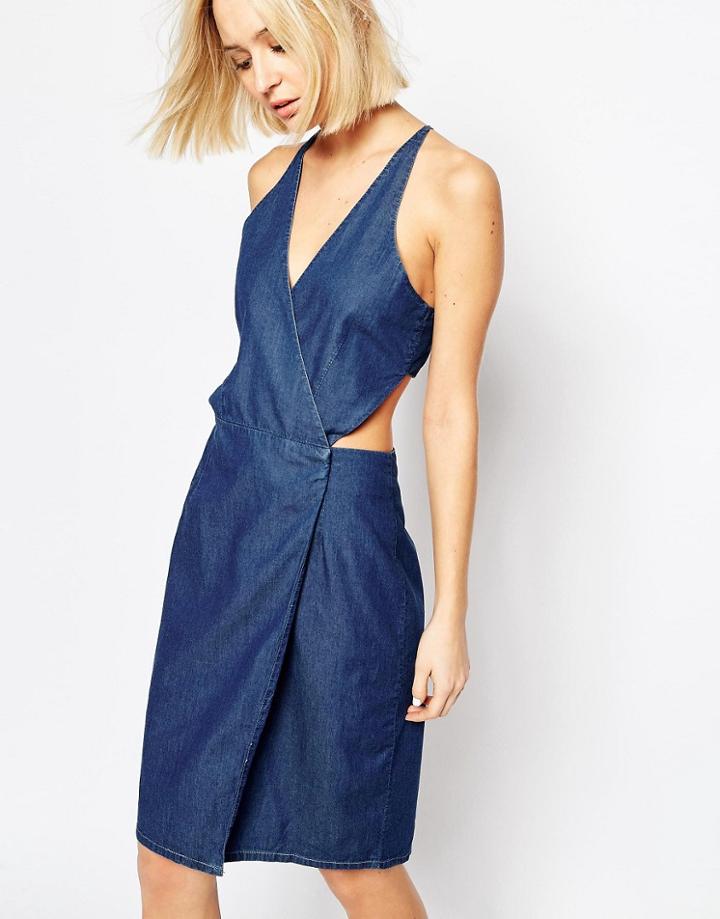 Dr Denim Agata Cut Out Denim Dress - Blue