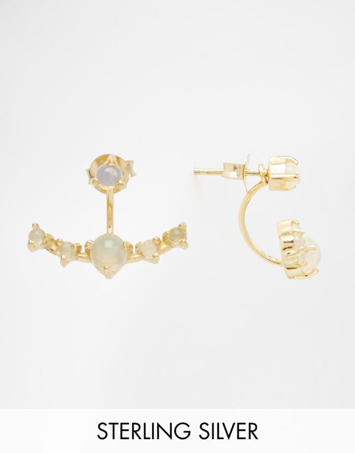 Asos Gold Plated Sterling Silver Opal Stone Swing Earrings - Gold Plated