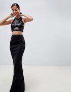 Asos Design Sequin Top Maxi Dress - Black