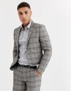 River Island Ultra Skinny Suit Jacket In Brown Check