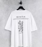 Only & Sons Plus Oversized Slub T-shirt With Back Print In White Organic Cotton