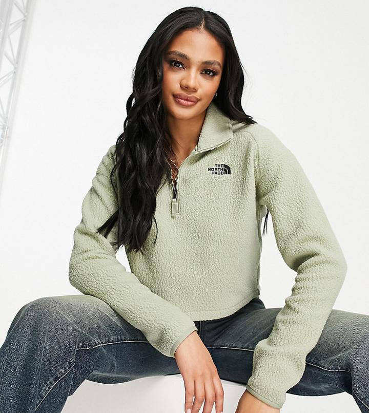 The North Face Sherpa Cropped Fleece In Green Exclusive To Asos