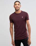 Asos Longline Muscle T-shirt With Crew Neck And Logo In Oxblood - Red