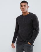 Jack And Jones Malange Top With Grandad Neck - Black