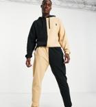South Beach Man Spliced Sweatpants In Black And Camel-multi