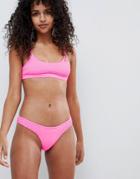 River Island Shirred Cami Bikini Top-pink