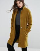 Native Youth Wool Blend Cocoon Coat - Yellow