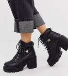 Truffle Collection Wide Fit Chunky Hiker Boots Boots In Black