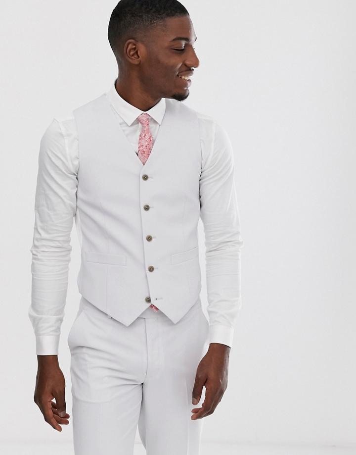 Asos Design Wedding Slim Suit Suit Vest In Light Gray - Gray