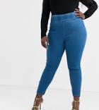 Asos Design Curve Rivington Highwaisted Pull On Jegging In Pretty Blue Wash