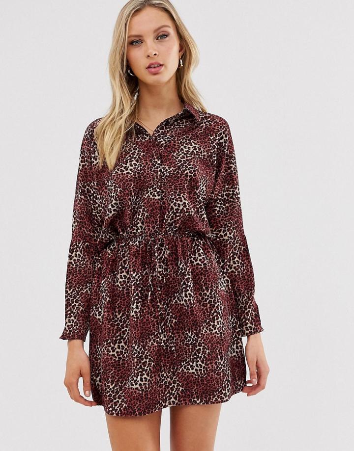 Ax Paris Animal Print Shirt Dress-multi