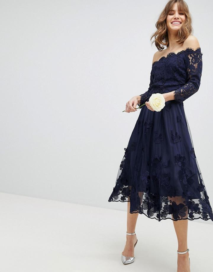 Coast Marr Lace Bardot Top - Navy