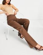 Selected Femme Organic Cotton Blend Tailored Wide Leg Pants In Chocolate Brown