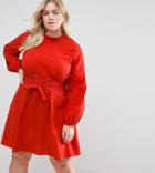 Asos Curve Casual Dress With Corset Detail - Red