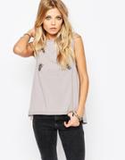 Rock & Religion Acid Wash Swing Tank With Chain Detail - Gray Marl