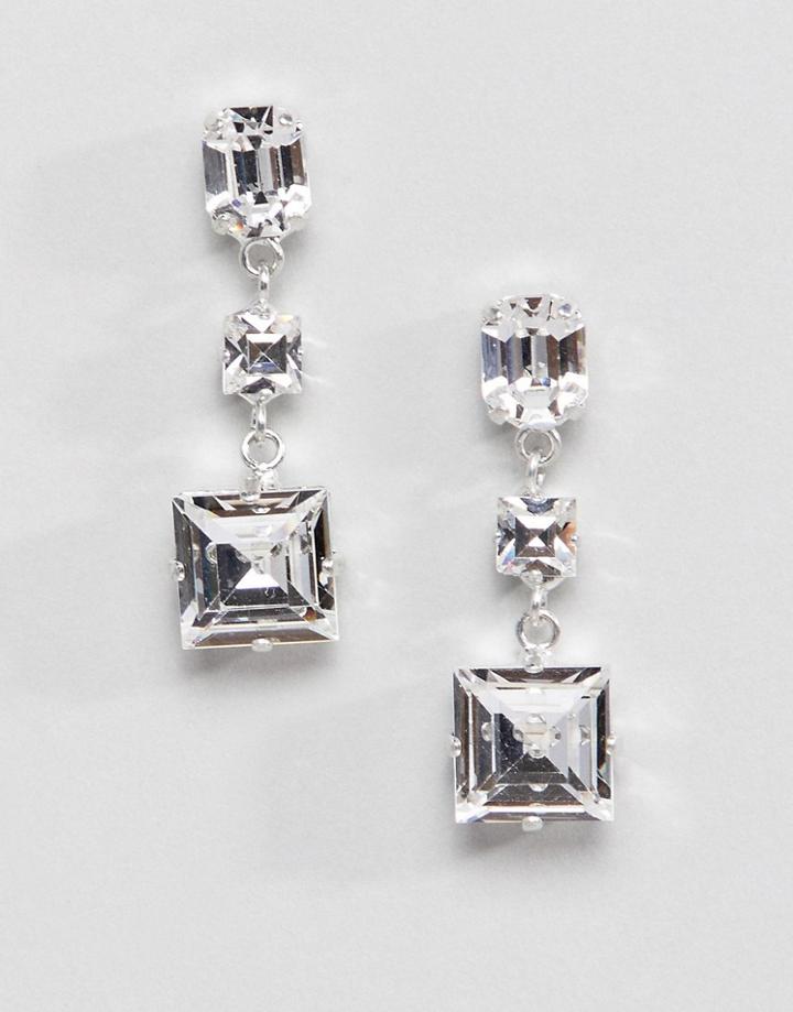 Krystal London Swarovski Crystal Square Drop Swing Earrings - Clear