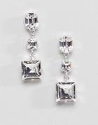 Krystal London Swarovski Crystal Square Drop Swing Earrings - Clear