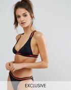 Free Society T Bar Tape Triangle Bikini Top - Black