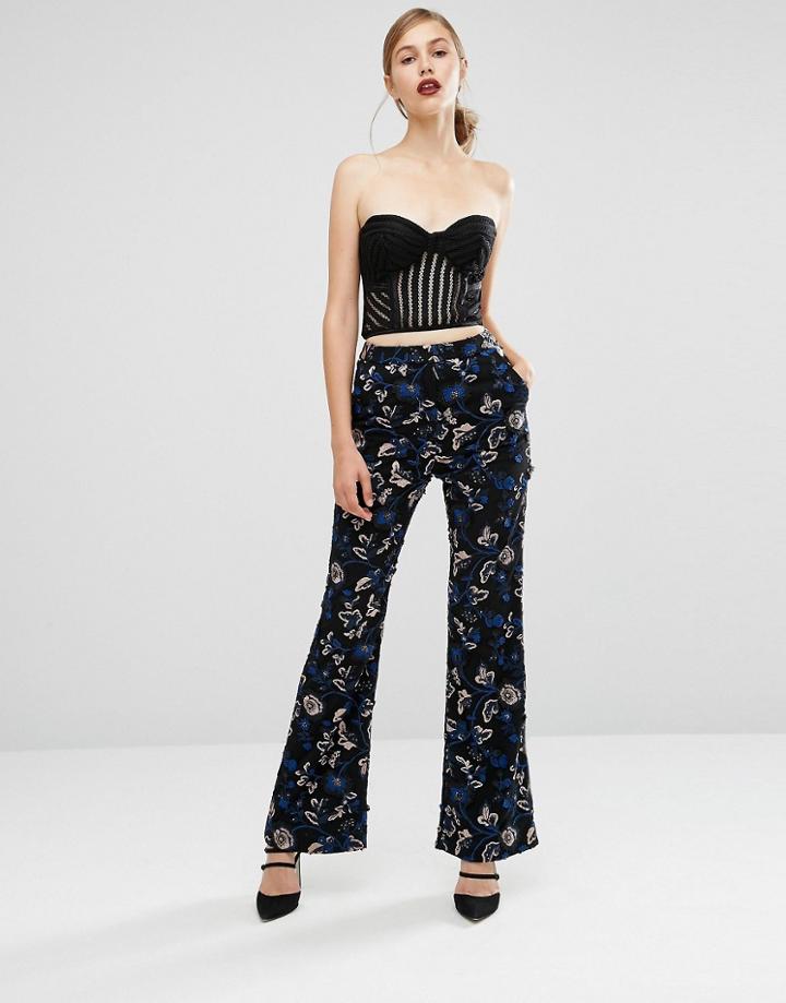 Self Portrait Lace Sequined Pant - Black