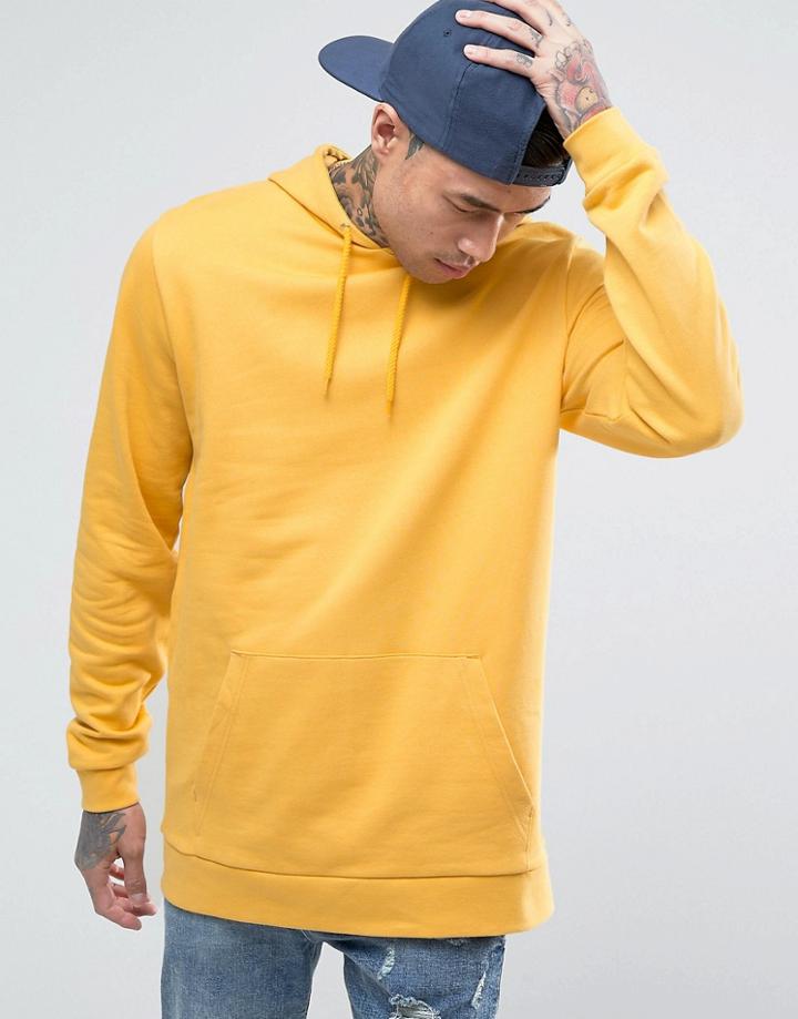 Asos Longline Hoodie In Yellow - Yellow