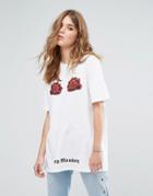 Cheap Monday Rose Print T Shirt - White