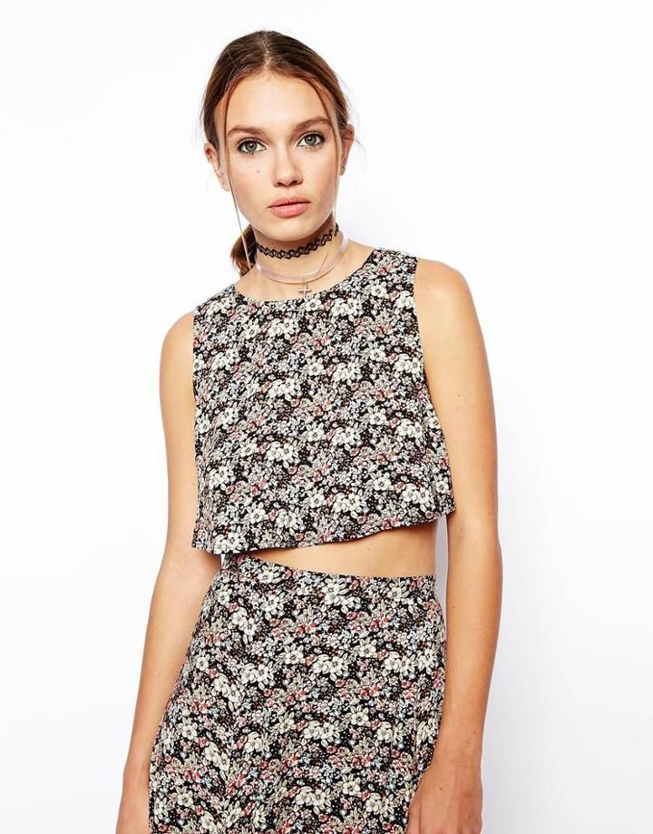 Asos Reclaimed Vintage Crop Top In Antique Floral