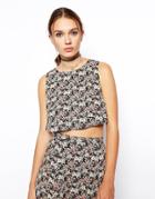 Asos Reclaimed Vintage Crop Top In Antique Floral