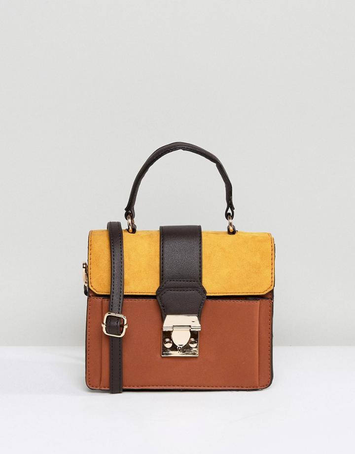 New Look Color Block Top Handle Bag - Yellow