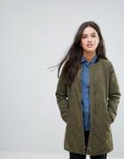 Y.a.s Lucia Quilted Long Jacket - Green