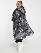 Ugg Catherina Padded Coat In Black And White Marble
