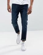 Brave Soul Skinny Dark Faded Wash Jeans - Navy