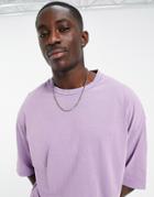 Asos Design Oversized Organic T-shirt With Acid Wash In Purple