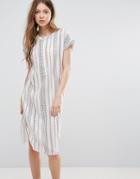 Vero Moda Longline Tunic Dress In Stripe - White