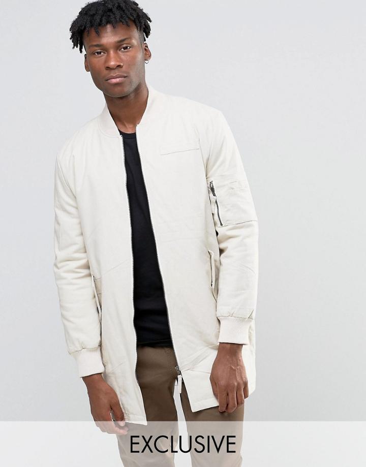 The New County Longline Bomber Jacket - Stone
