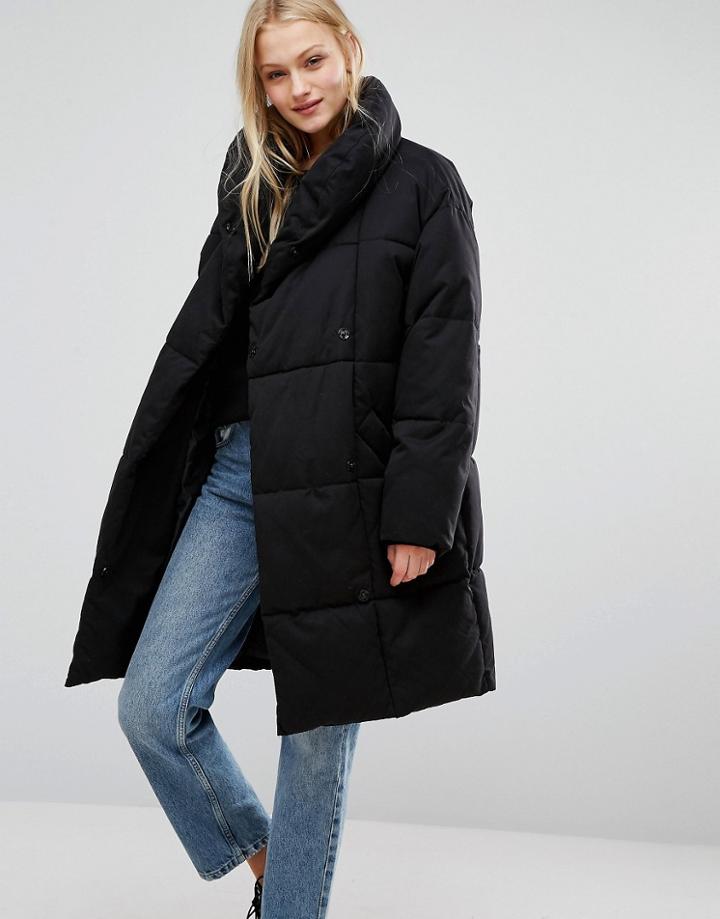 Monki Oversized Padded Coat - Black
