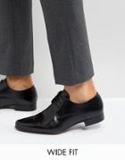 Asos Wide Fit Derby Shoes In Black Leather
