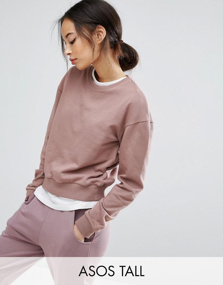 Asos Tall Cropped Boyfriend Sweat - Pink